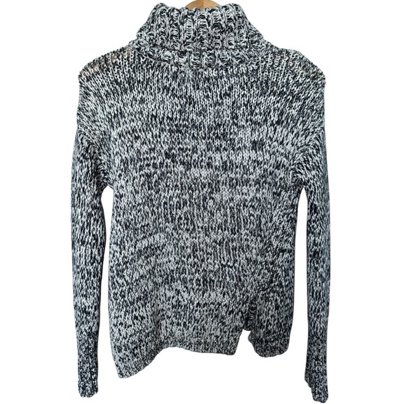 525 AMERICA Boucle Printed Tape Yarn Turtleneck Sweater Cotton Grey White XS - Picture 5 of 7